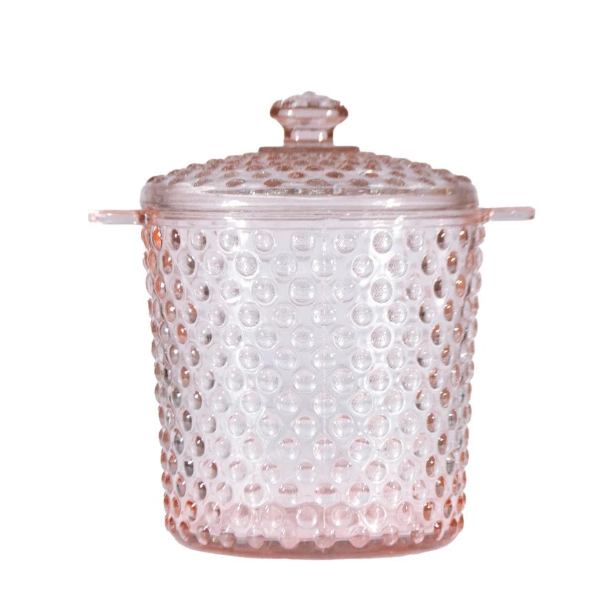 2.5 Quart Pressed Glass Hobnail Ice Bucket/Container, Pink - Something Splendid Co.
