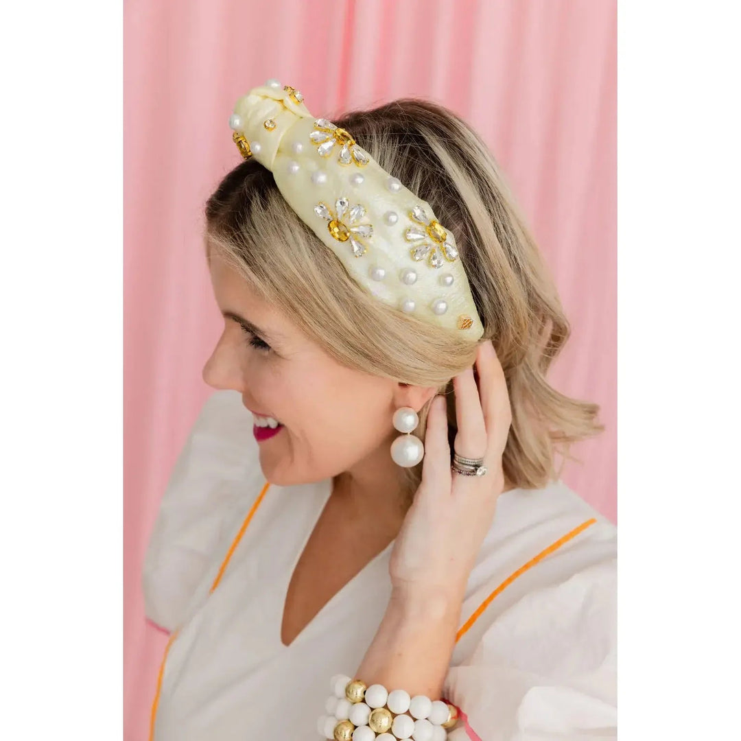 Adult Size Yellow Shimmer Daisy Headband - Something Splendid Co.