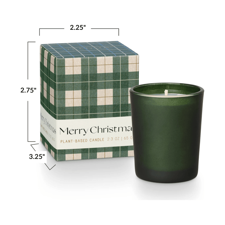 Balsam & Cedar Merry Christmas Boxed Votive Candle - Something Splendid Co.
