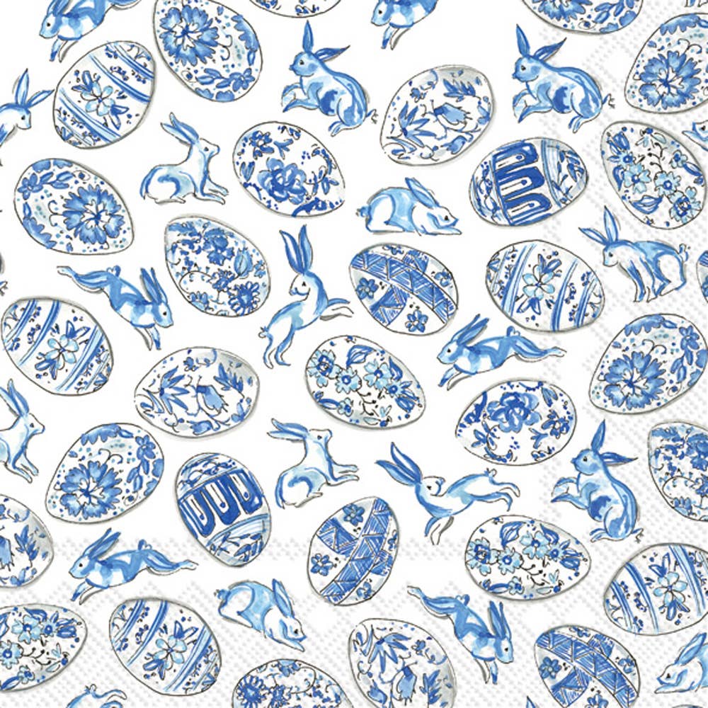 Blue And White Easter Egg Paper Napkins - Something Splendid Co.