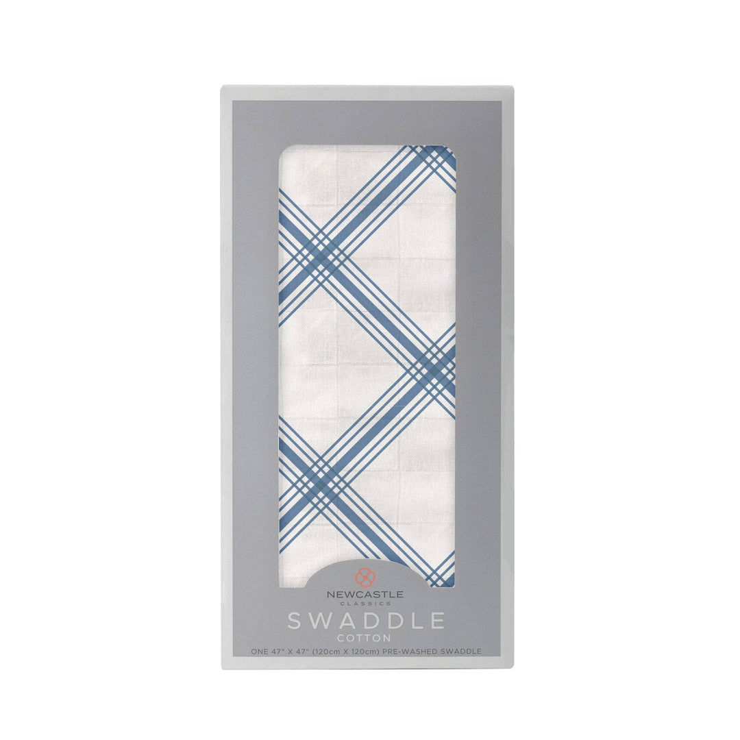 Blue Buffalo Check Plaid Swaddle - Something Splendid Co.