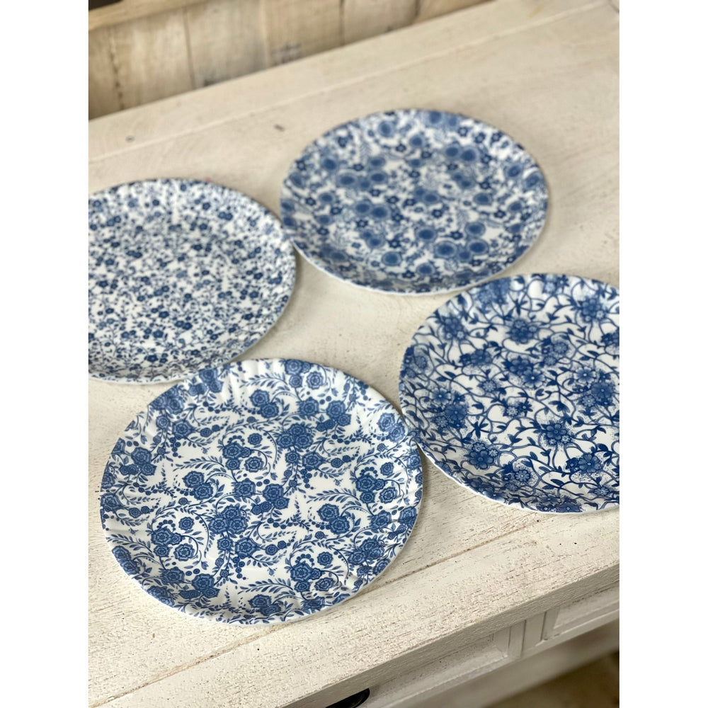 Blue & White Floral Melamine Plates - Something Splendid Co.