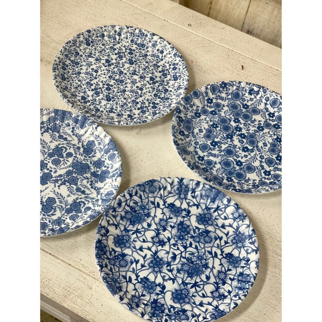 Blue & White Floral Melamine Plates - Something Splendid Co.
