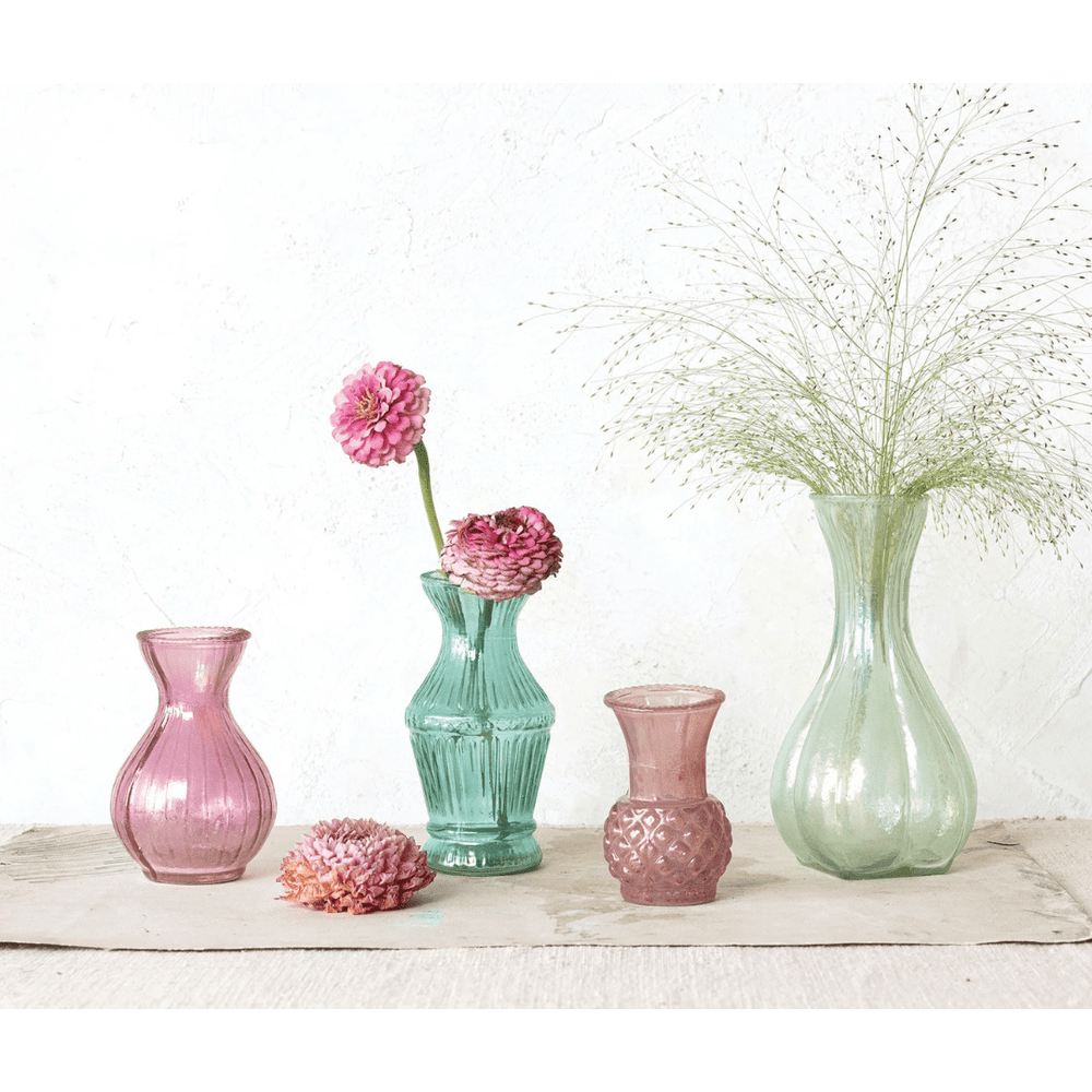Debossed Glass Vases - Set of 4 - Something Splendid Co.