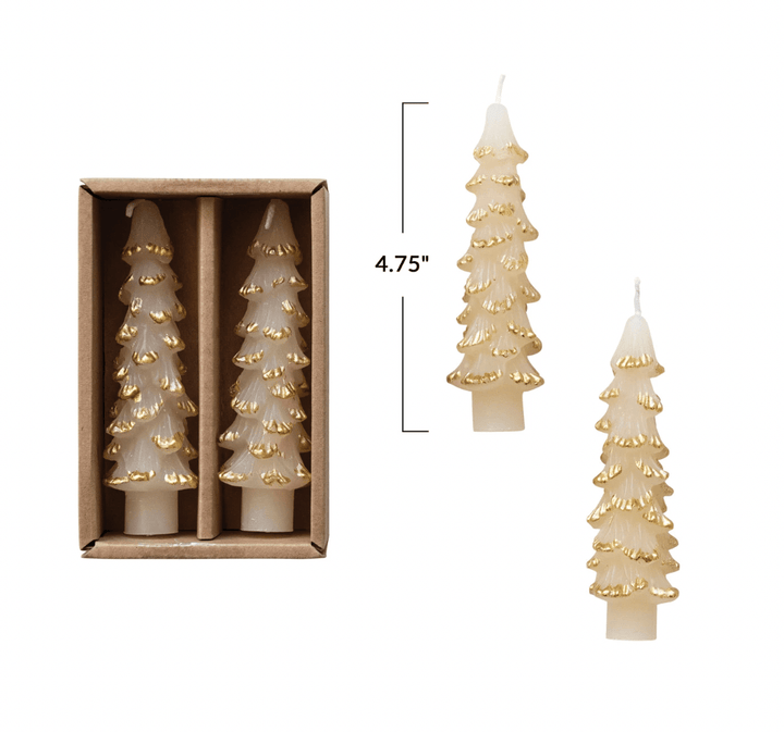 Eggnog Tree Shaped Taper Candles w/ Gold Tips - Something Splendid Co.