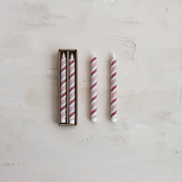 Flameless LED Candy Cane Taper Candles, Set of 2 - Something Splendid Co.