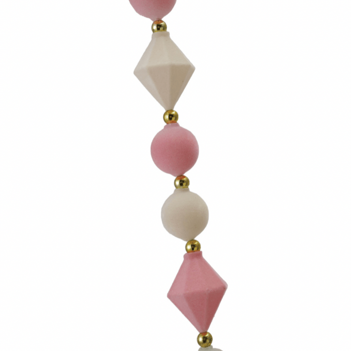 Flocked Pink & Cream Glass Ornament Garland - Something Splendid Co.