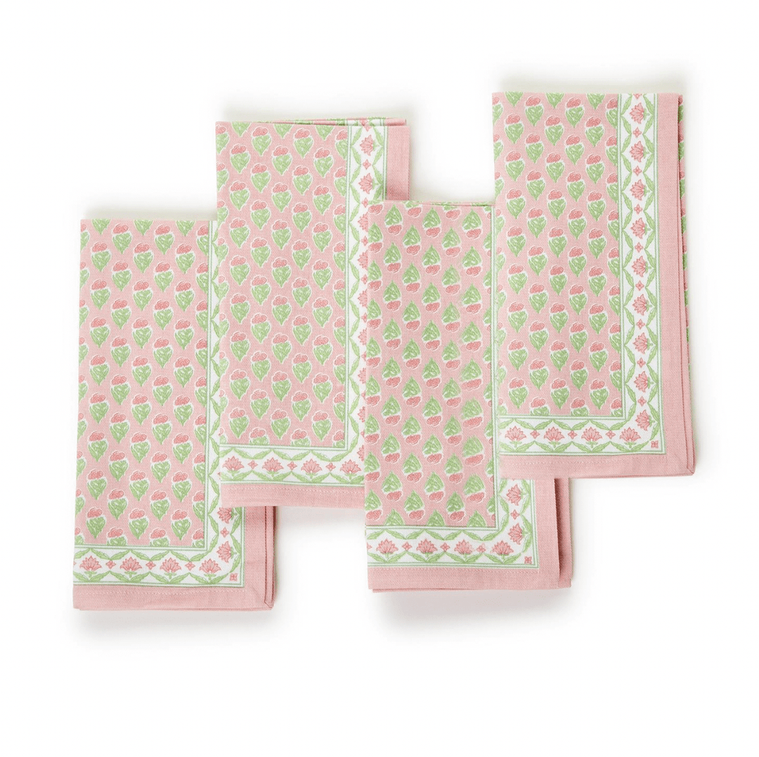 Floral Block Print Cloth Napkins | Set of 4 - Something Splendid Co.