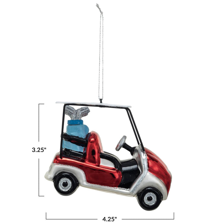 Glass Golf Cart Ornament with Glitter - Something Splendid Co.