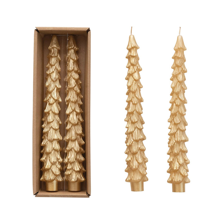 Gold Tree Taper Candle, Set of 2 - Something Splendid Co.