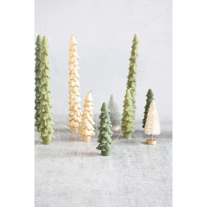 Green Tree Taper Candles w/ Gold Tips, Set of 2 - Something Splendid Co.