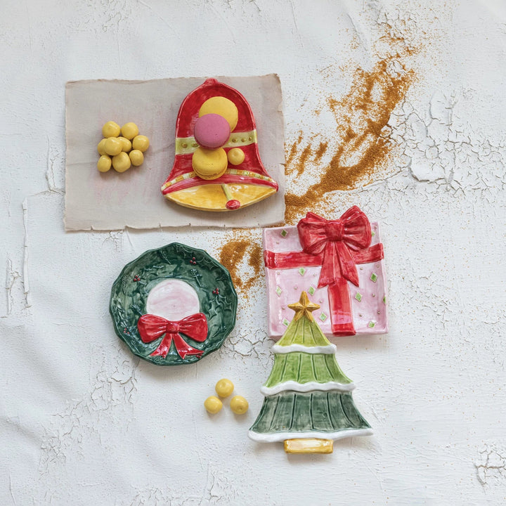 Hand - Painted Stoneware Holiday Icon Shaped Dish, 4 Styles - Something Splendid Co.