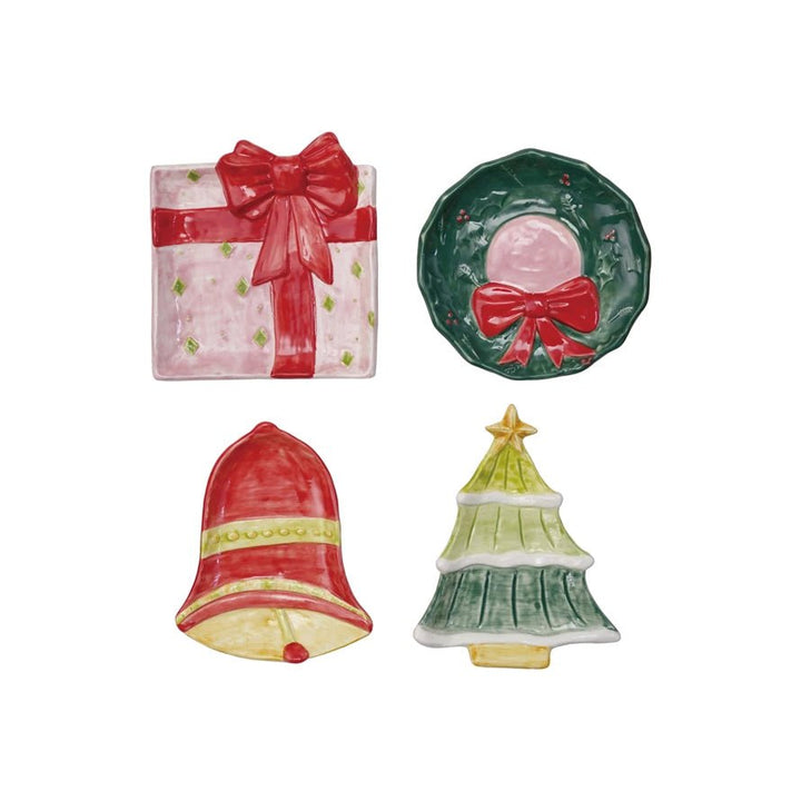 Hand - Painted Stoneware Holiday Icon Shaped Dish, 4 Styles - Something Splendid Co.