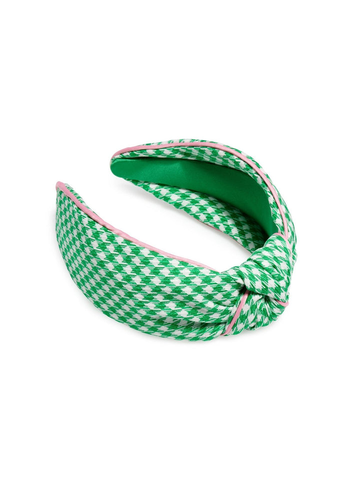 Houndstooth Knotted Headband, Green - Something Splendid Co.