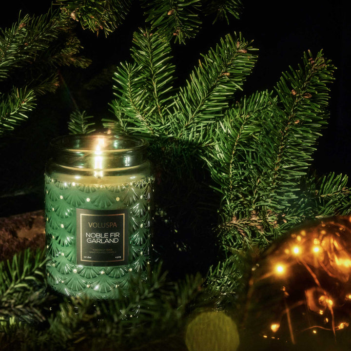 Noble Fir Garland 18oz Large Jar Candle - Something Splendid Co.