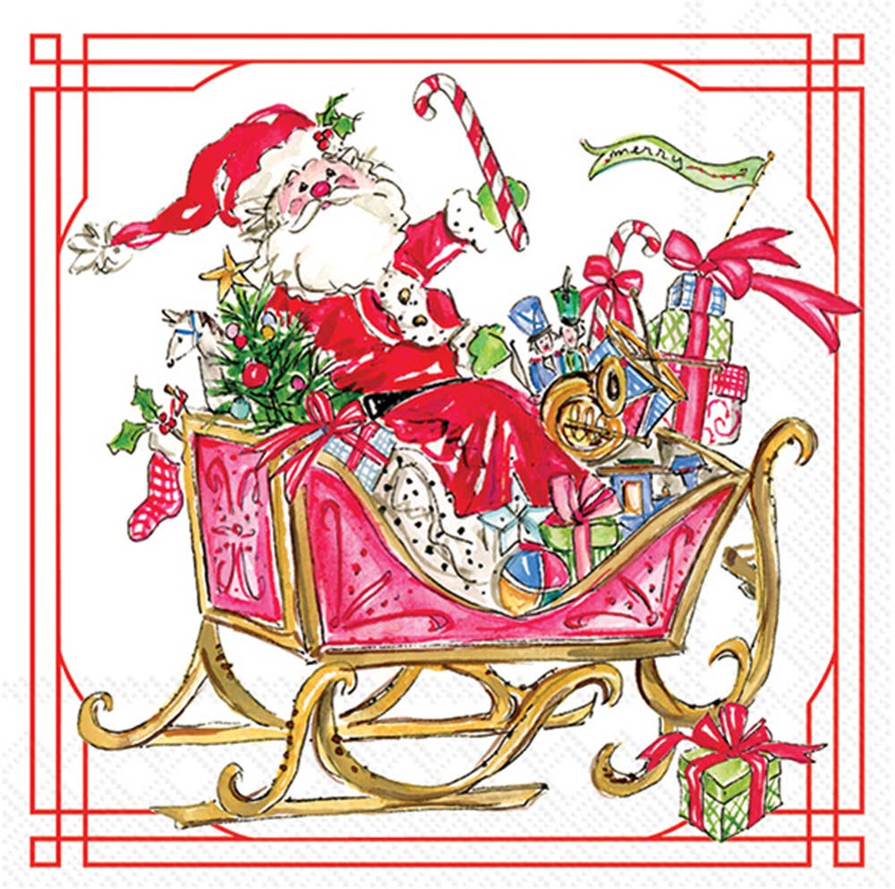 Paper Cocktail Napkins Pk/20 Santa Sleigh with Presents - Something Splendid Co.