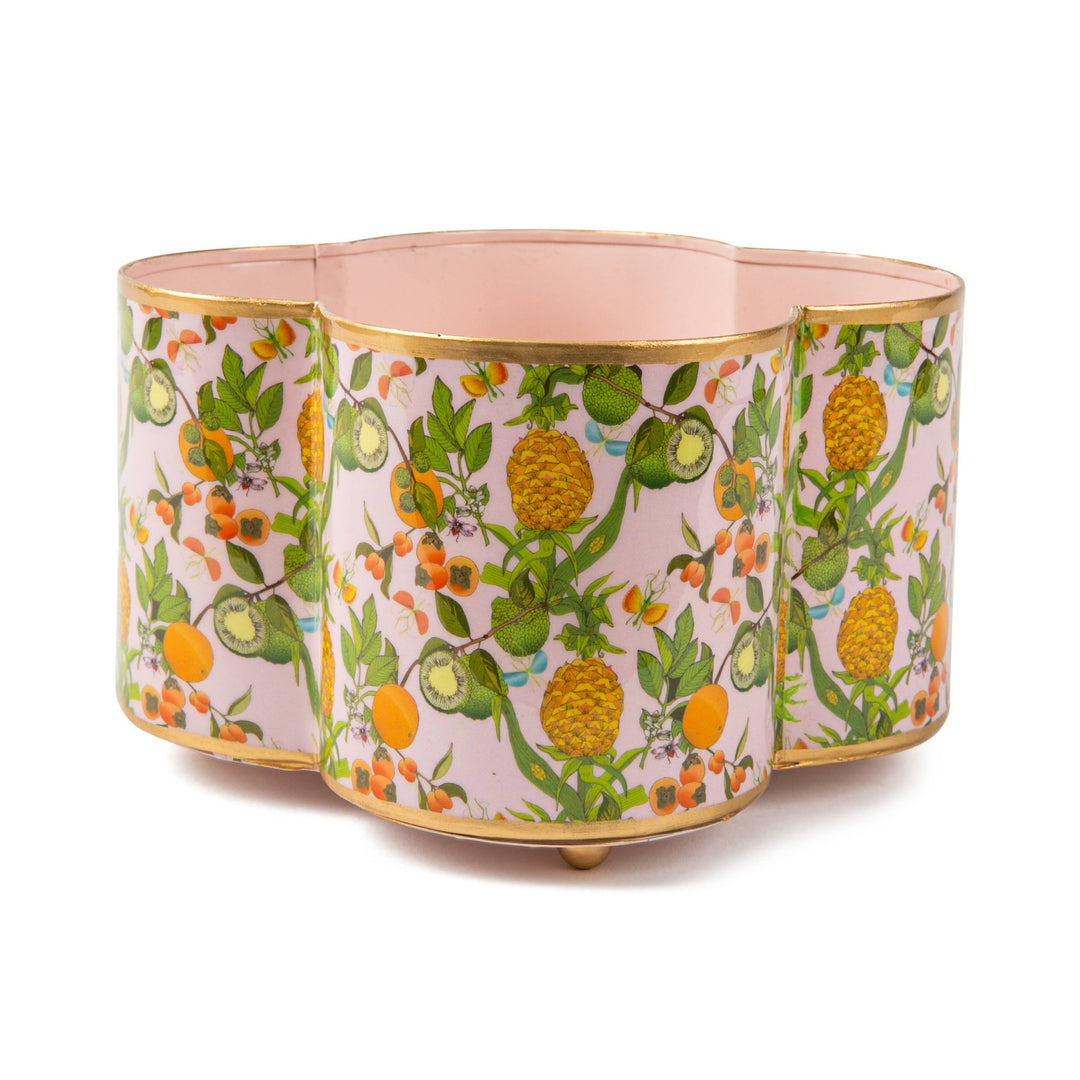 Pineapple Gardens Enameled Quatrefoil Cachepot Planter - Something Splendid Co.