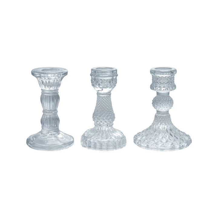 Pressed Glass Taper Holder, Set of 3 - Something Splendid Co.