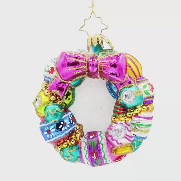 Vintage Holiday Wreath Gem Ornament