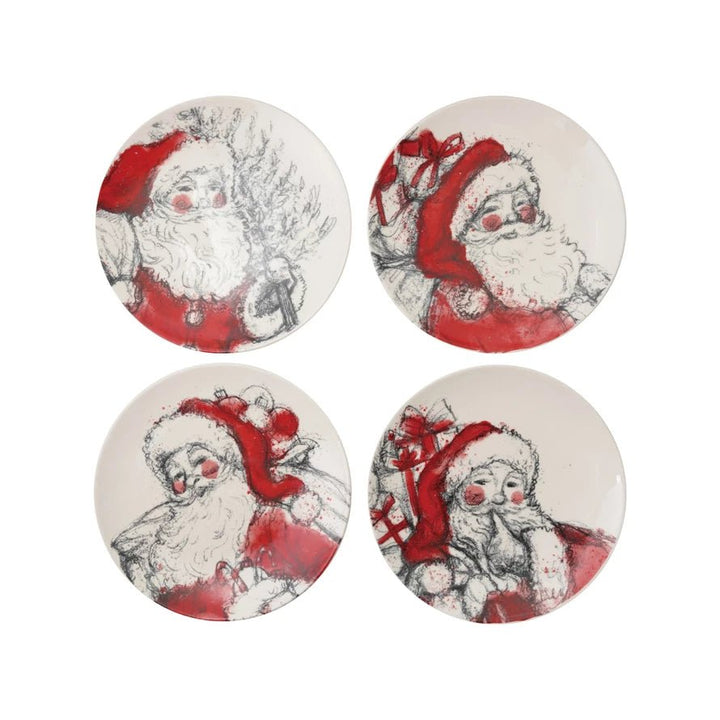 Santa Stoneware Plates, Set of 4 - Something Splendid Co.