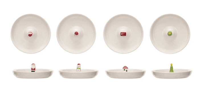 Stoneware Dish w/ Holiday Figures, 4 Styles - Something Splendid Co.