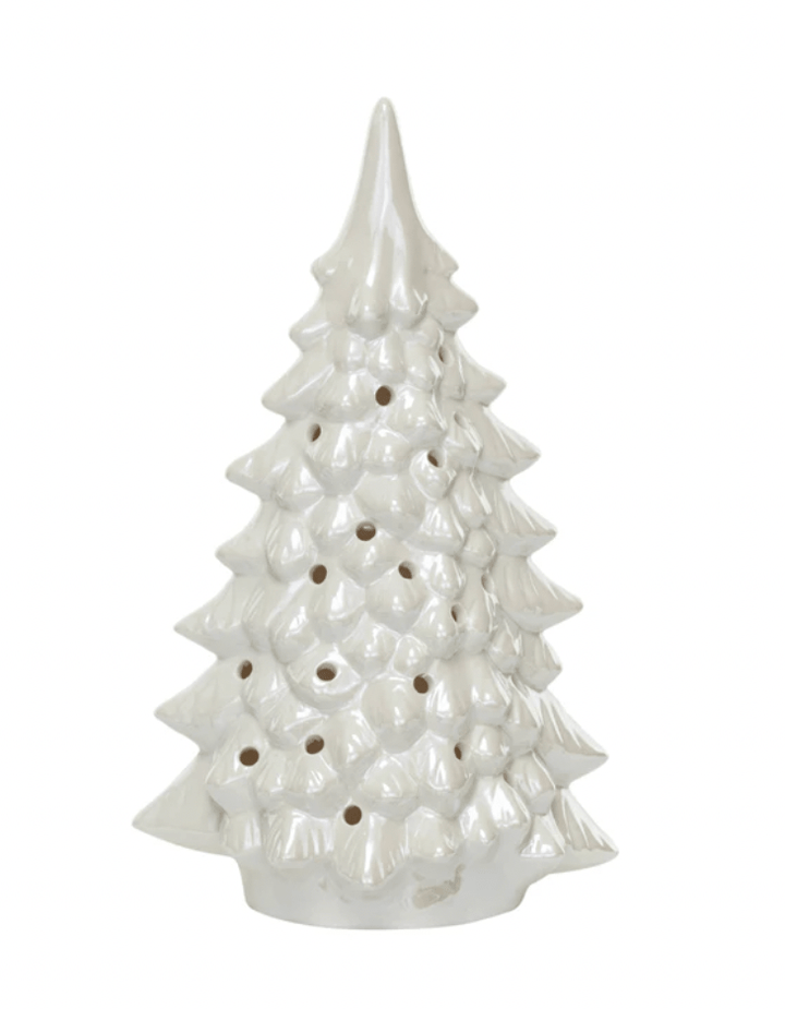 Stoneware LED Trees, Cream - Something Splendid Co.