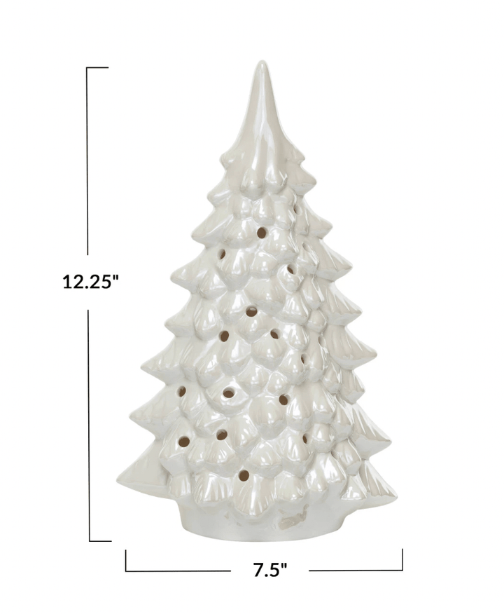 Stoneware LED Trees, Cream - Something Splendid Co.