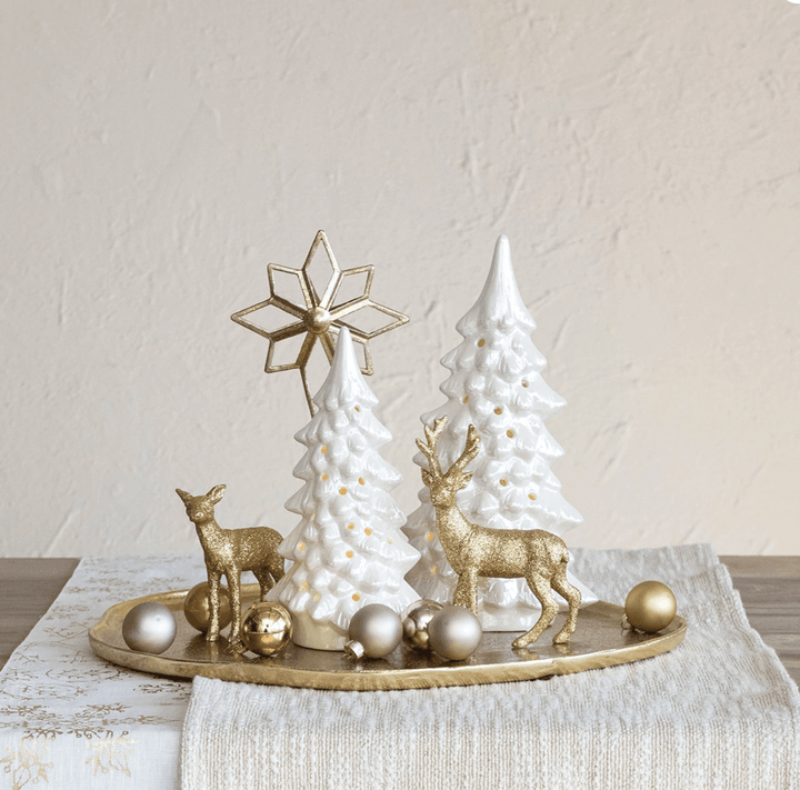 Stoneware LED Trees, Cream - Something Splendid Co.
