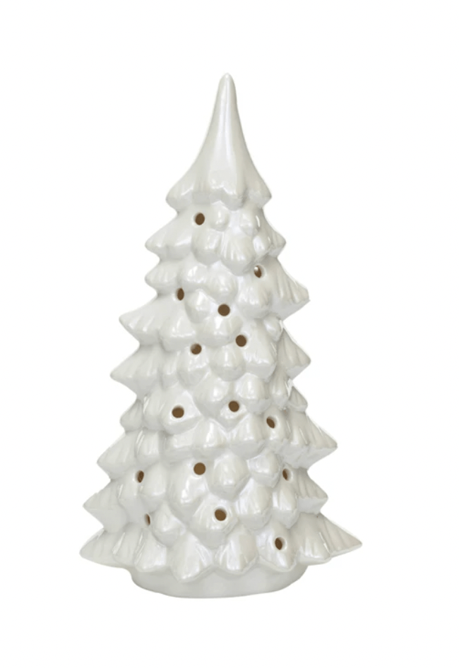 Stoneware LED Trees, Cream - Something Splendid Co.