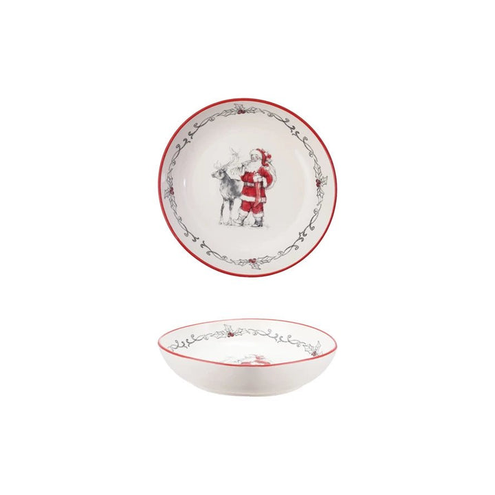 Stoneware Santa & Reindeer Bowl - Something Splendid Co.