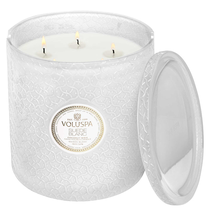 Suede Blanc 5 - Wick Hearth Candle - Something Splendid Co.