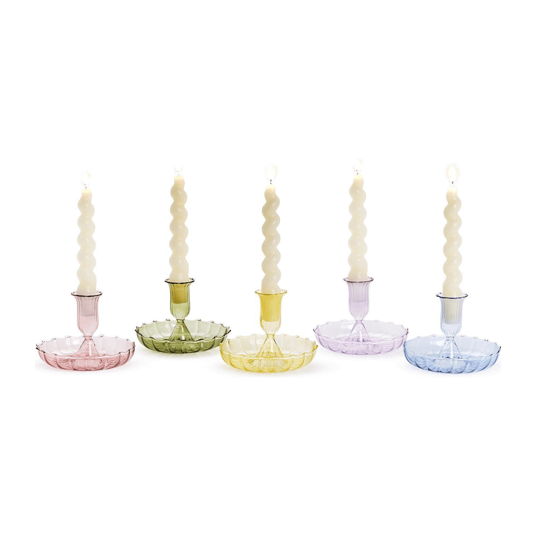 Swirl Glass Taper Candlestick Holder - Something Splendid Co.