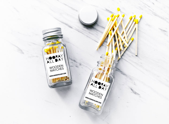 Colorful Wooden Matches In Little Glass Bottle - New Colors!