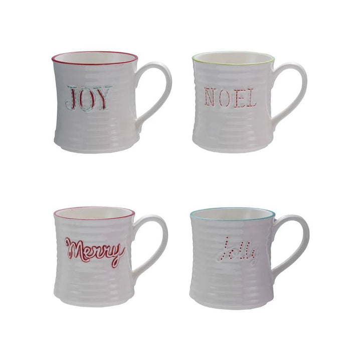 10 oz. Embossed Stoneware Holiday Mugs, 4 Styles - Something Splendid Co.