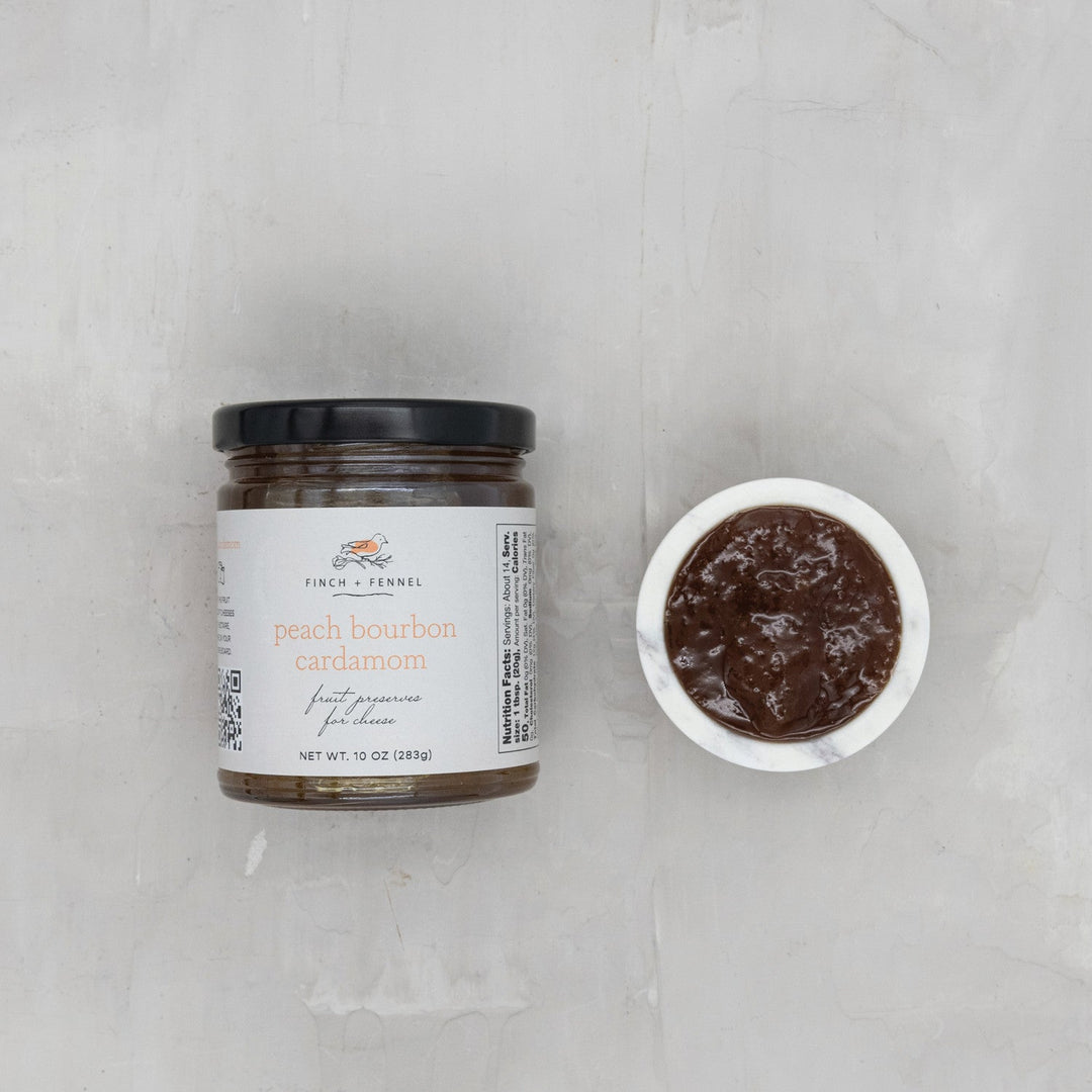 10 oz. Peach Bourbon Cardamom Fruit Preserves for Cheese - Something Splendid Co.