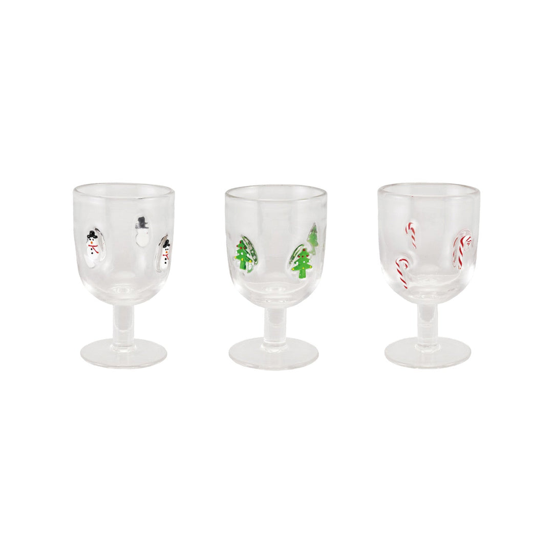 10 oz. Stemmed Wine Glass with Embedded Holiday Icons, 3 Styles - Something Splendid Co.