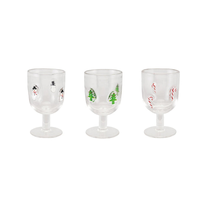 10 oz. Stemmed Wine Glass with Embedded Holiday Icons, 3 Styles - Something Splendid Co.