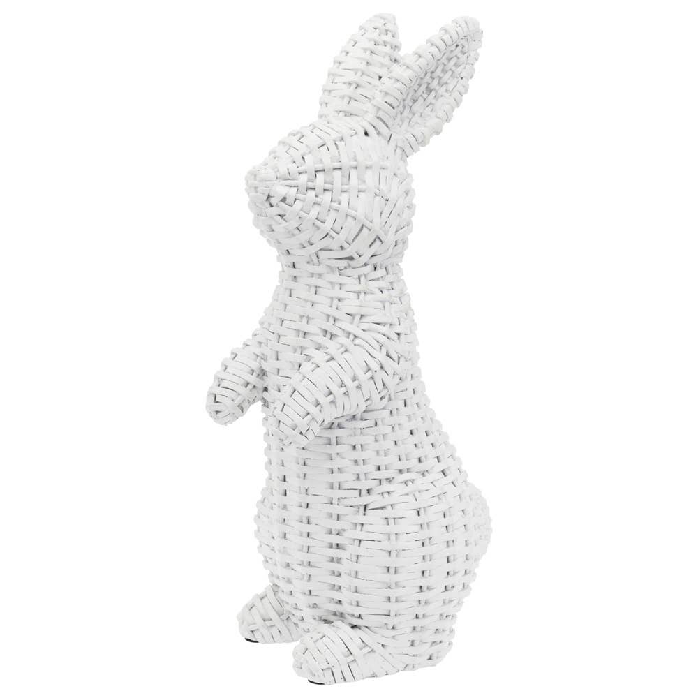 10" Tall White Wicker Resin Standing Bunny Easter - Something Splendid Co.