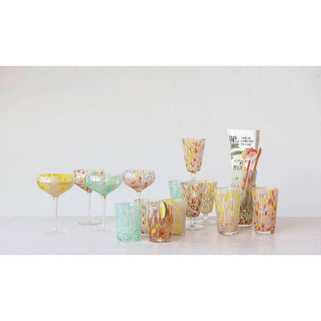 10oz. Blown Stemmed Confetti Champagne/Coupe Glasses - 4 Styles - Something Splendid Co.