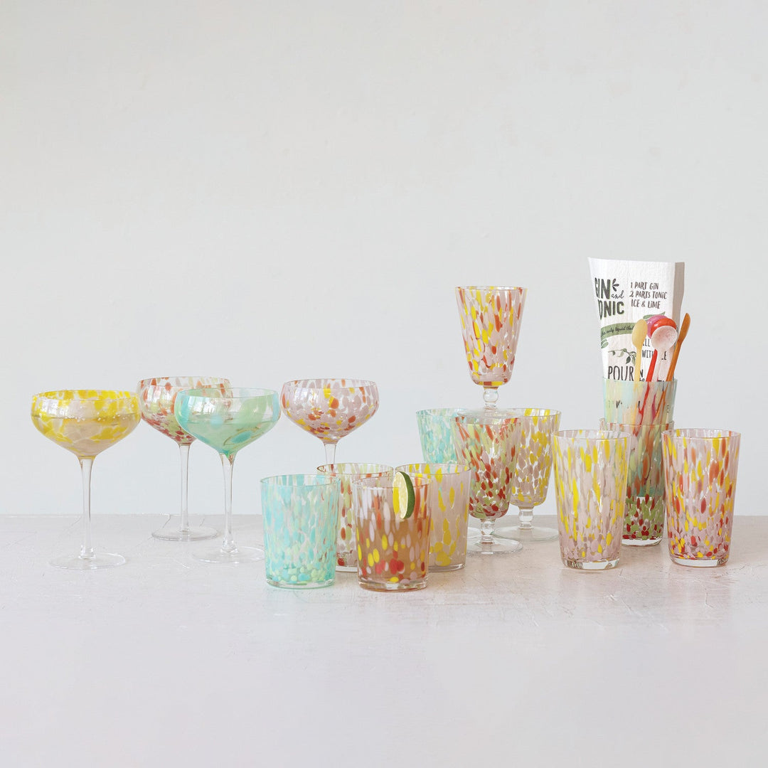 10oz. Blown Stemmed Confetti Champagne/Coupe Glasses - 4 Styles - Something Splendid Co.