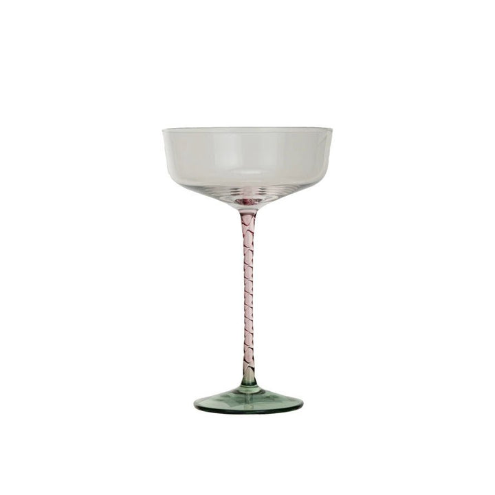 10oz Stemmed Champagne / Coupe Glass | Pink & Green - Something Splendid Co.