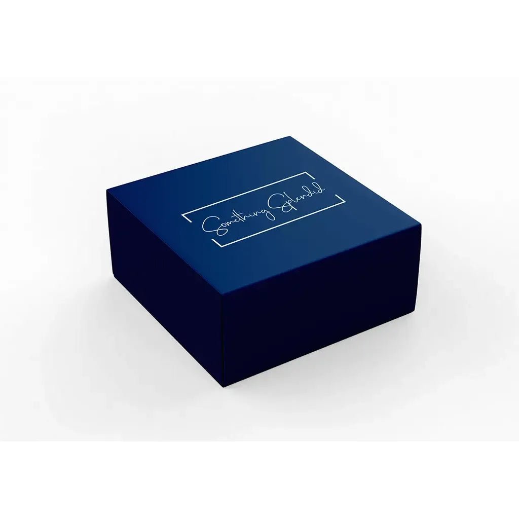 Navy Gift Box, Gift Packaging, and Handwritten Card