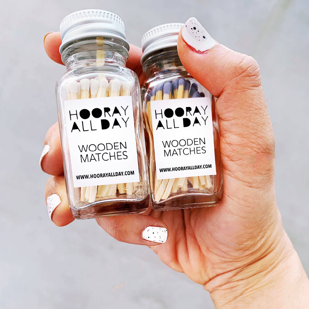 Colorful Wooden Matches In Little Glass Bottle - New Colors!