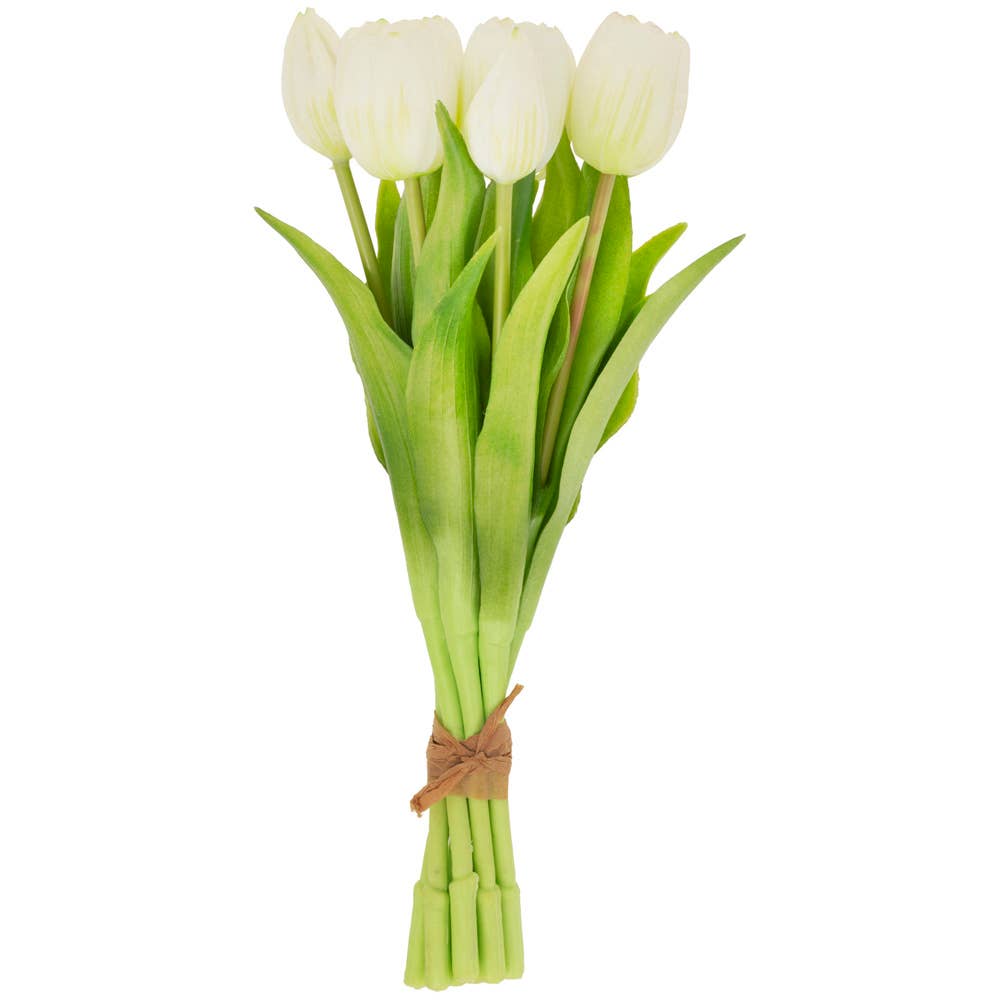 12.5" Fresh Picked White Faux Tulip Bundle S/8 - Something Splendid Co.