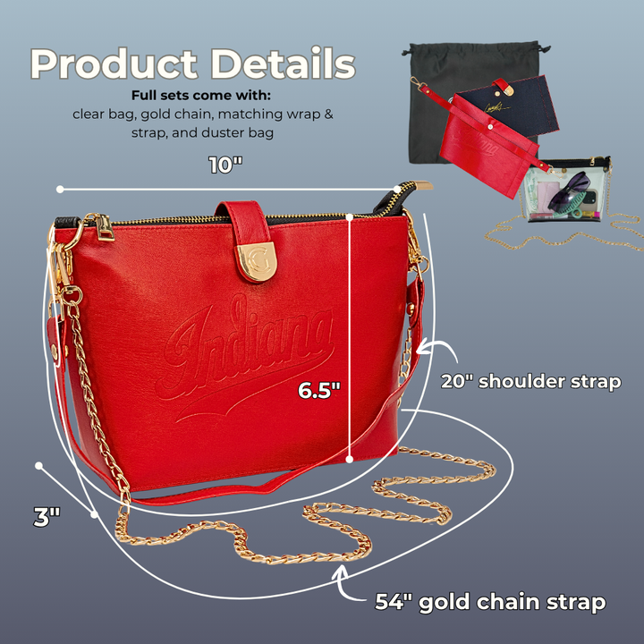 Caitie G Signature Bag - Crimson Indiana University Script