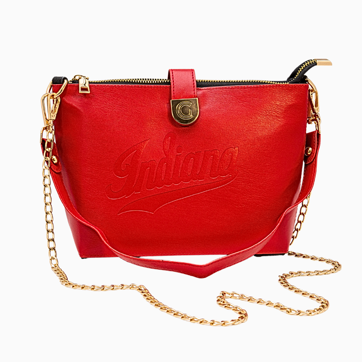 Caitie G Signature Bag - Crimson Indiana University Script