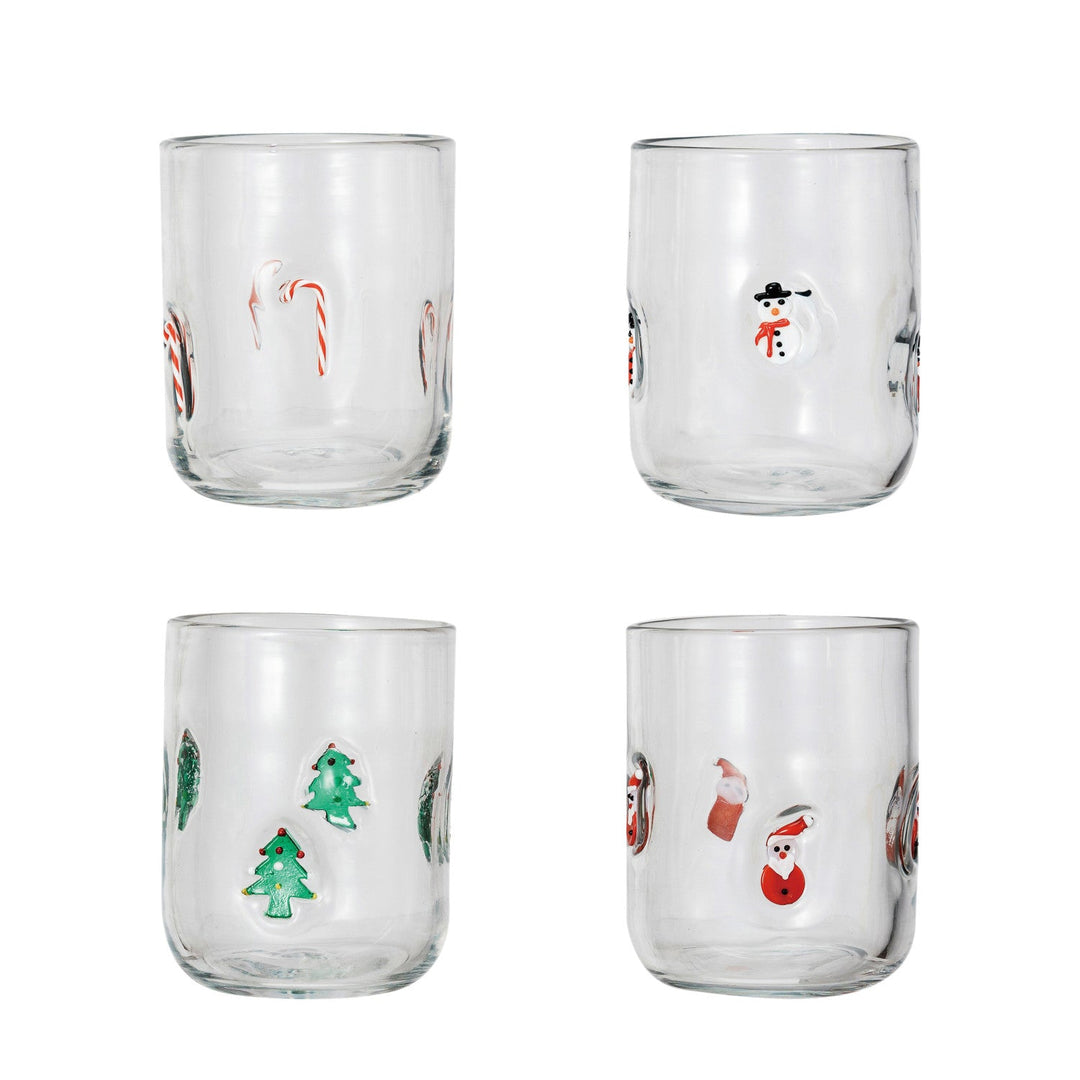 16 oz. Drinking Glass w/ Embedded Holiday Icon Pattern, 4 Styles - Something Splendid Co.
