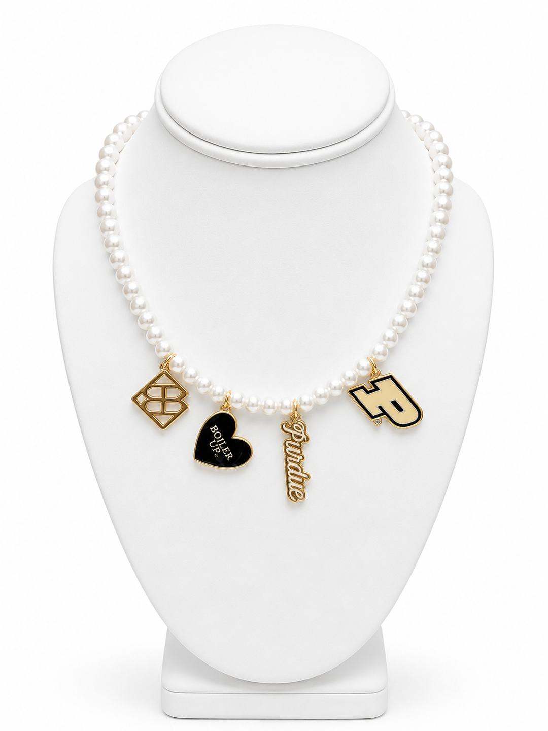 Purdue Pearl Charm Necklace