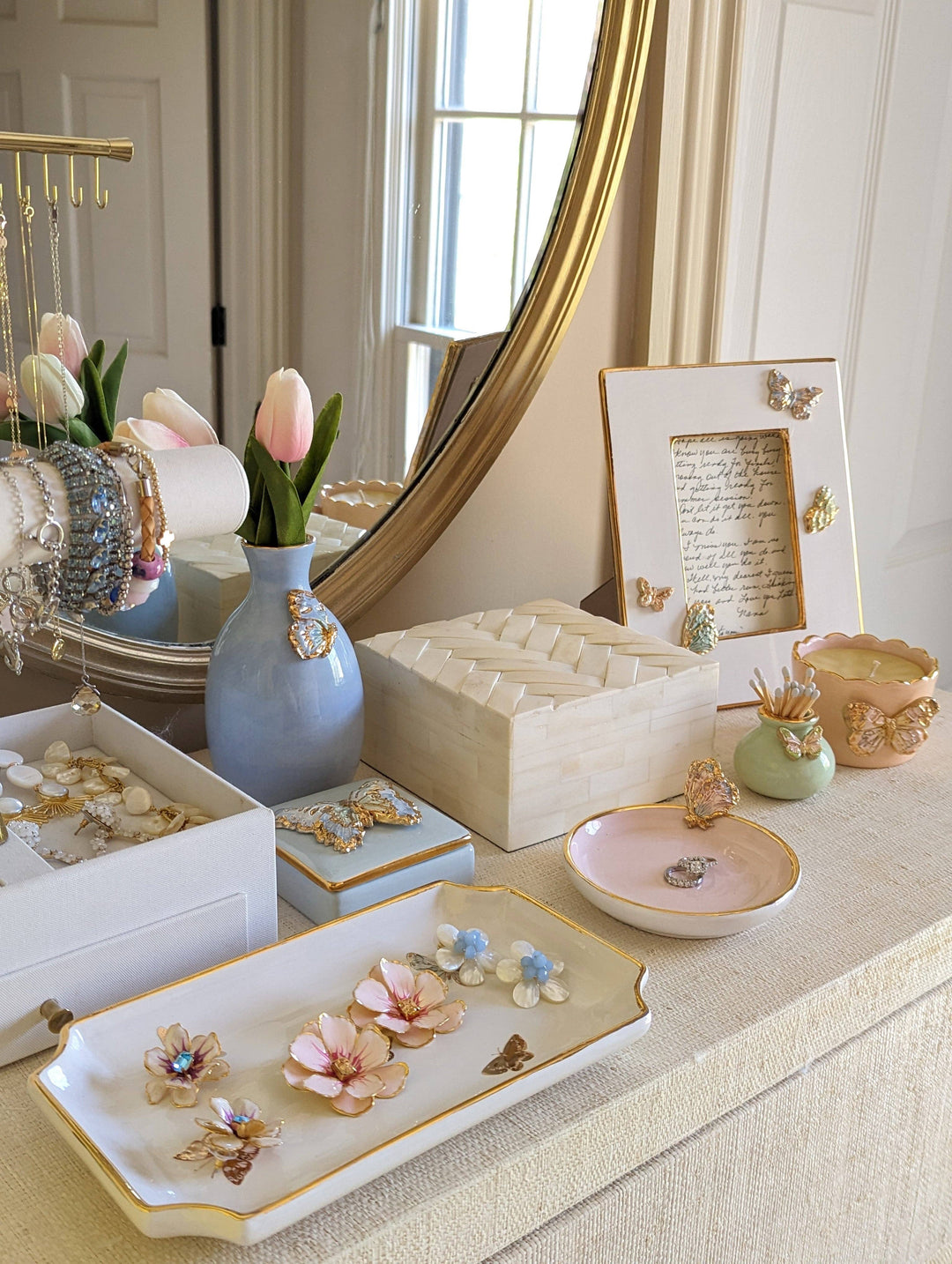 Gilded Butterflies Trays with 22K Gold Accent - Medium