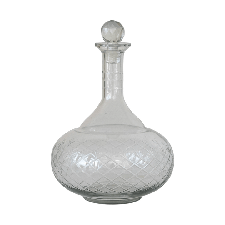 3 Quart Recycled Etched Glass Decanter - Something Splendid Co.